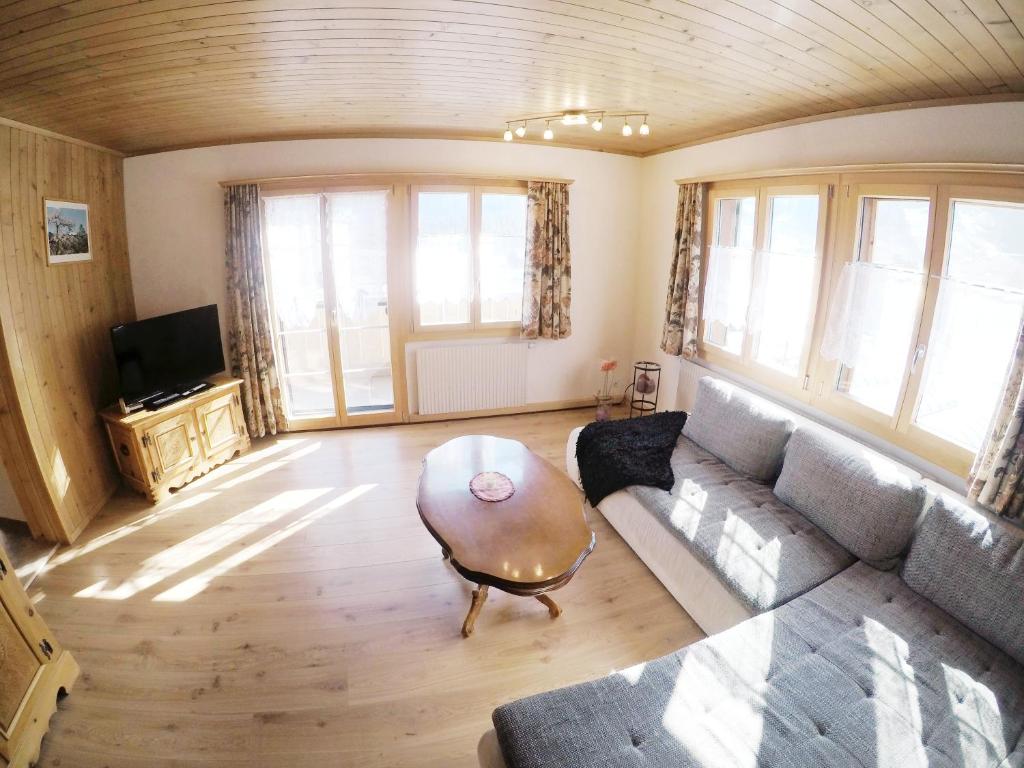 TV a/nebo společenská místnost v ubytování Gemütliche Ferienwohnung im Berner Oberland