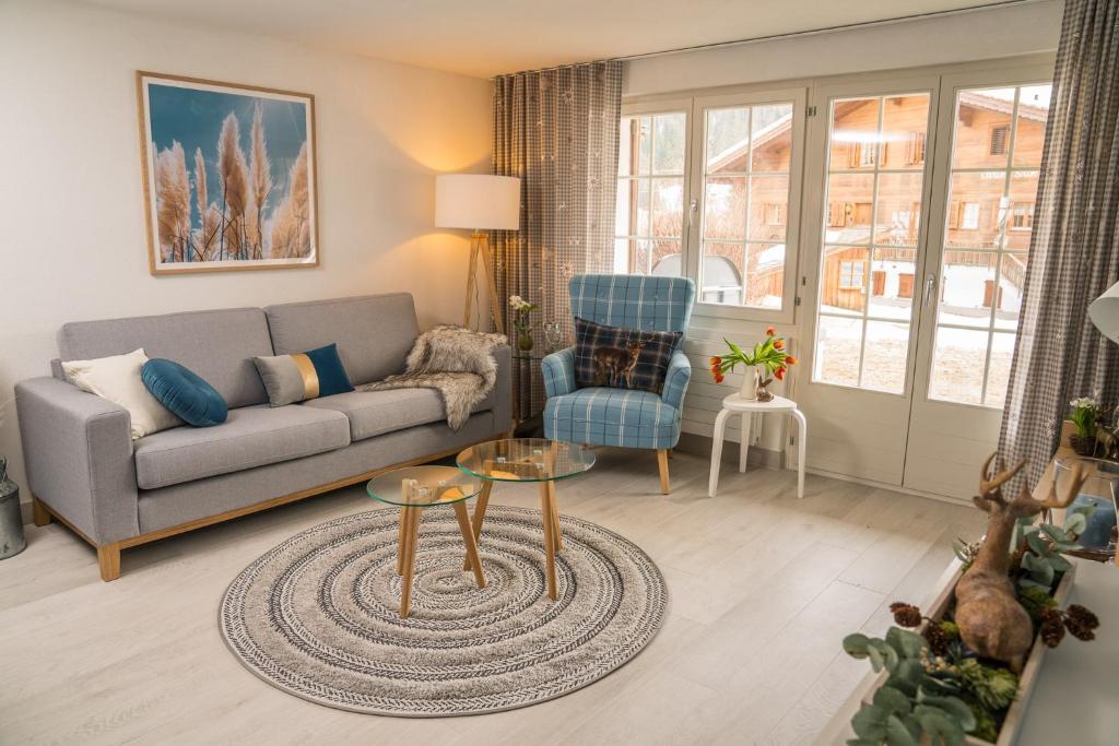 Zona d'estar a Chalet Spitzhorn - Your Peak Getaway - Private Terrasse & gratis Parkplatz