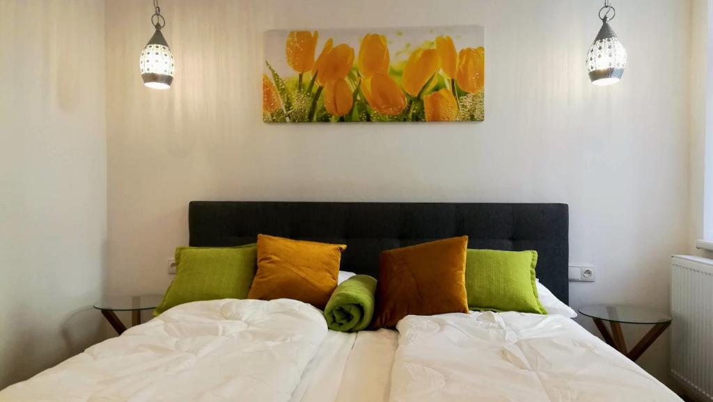 Postel nebo postele na pokoji v ubytování Apartmány Cechovní