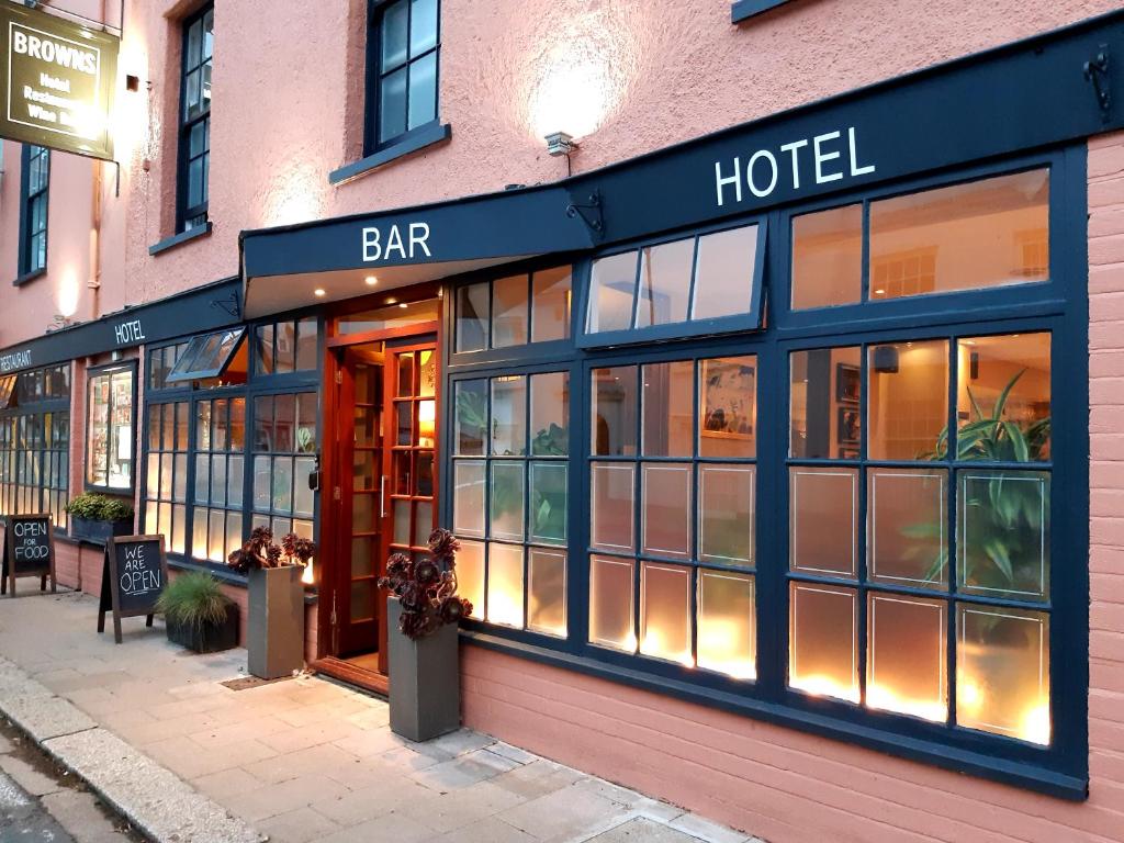 a store front of a hotel on a street at Browns Hotel in Dartmouth