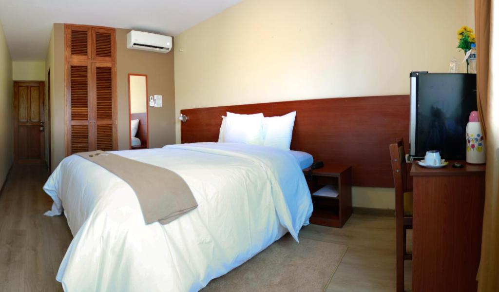Postel nebo postele na pokoji v ubytování Hotel Las Palmas