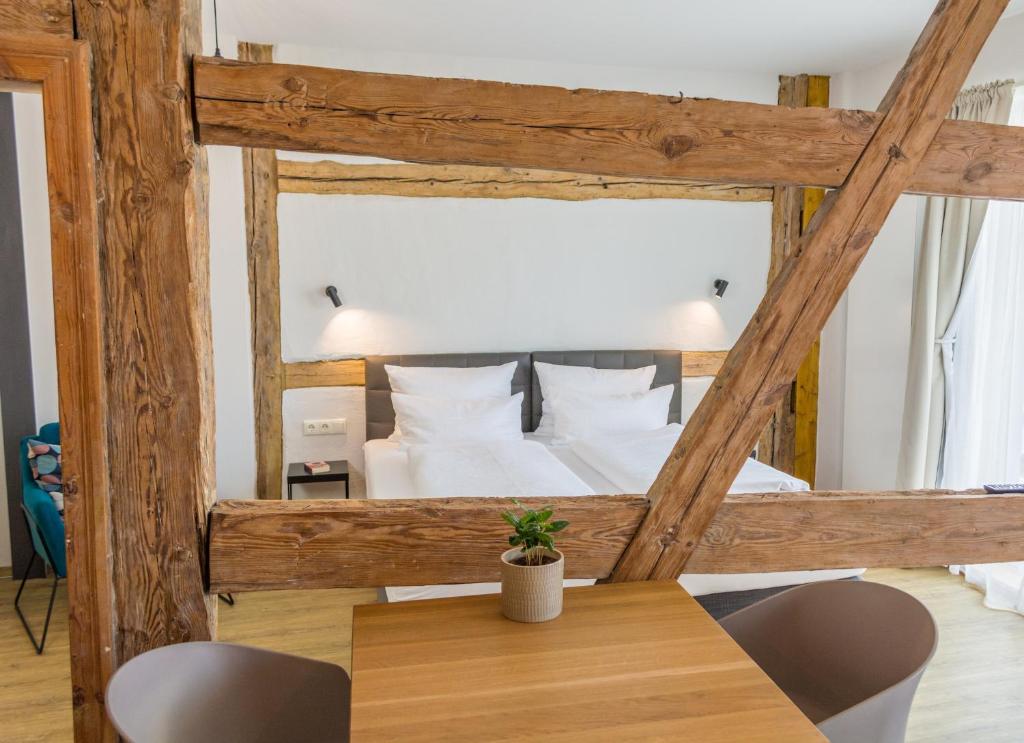 Postel nebo postele na pokoji v ubytování Markt 15 Gästehaus