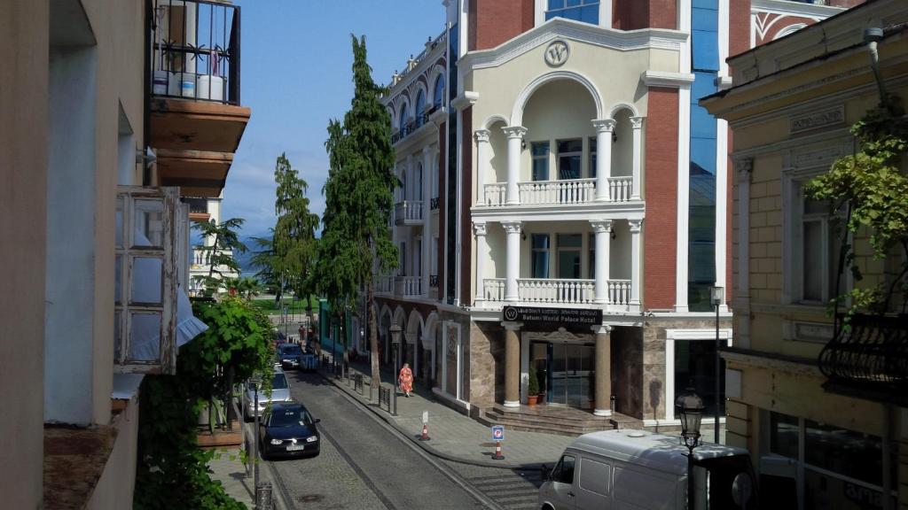 a view of a street in a city with buildings at Apartment Urushadze in Batumi