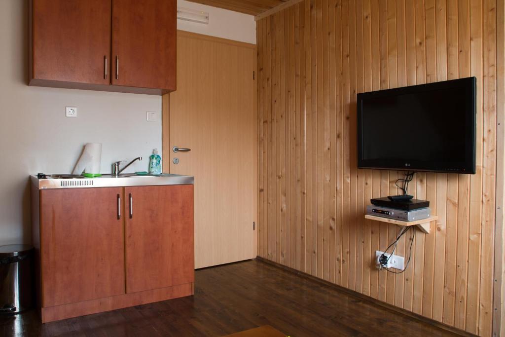 Kuchyň nebo kuchyňský kout v ubytování Apartments Peaks