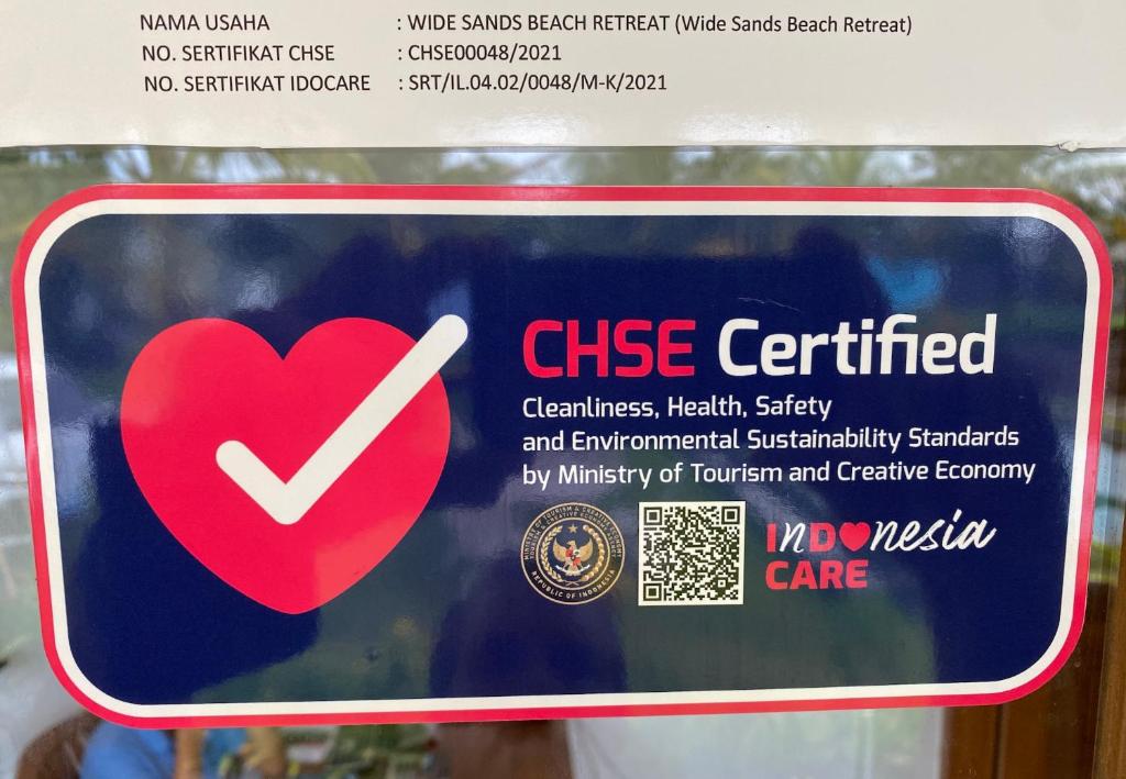 Certifikát, hodnocení, plakát nebo jiný dokument vystavený v ubytování Wide Sands Beach Retreat