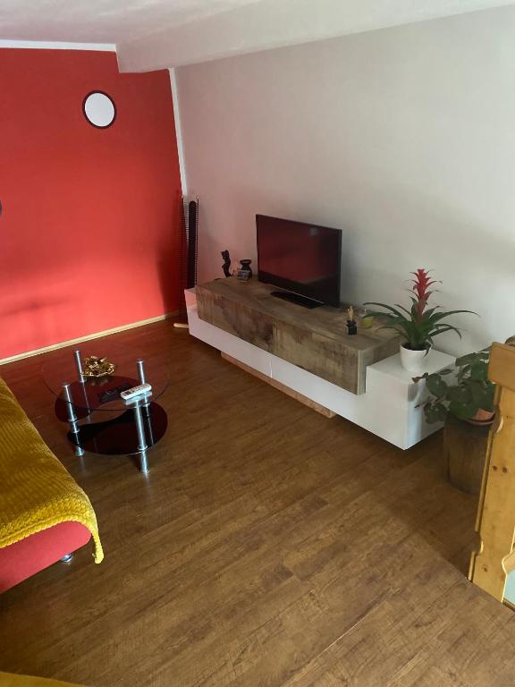 Televízia a/alebo spoločenská miestnosť v ubytovaní Apartman Tia