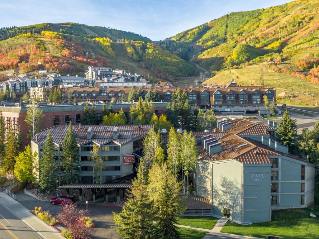 an overview of a town with mountains in the background at Silver King in Park City