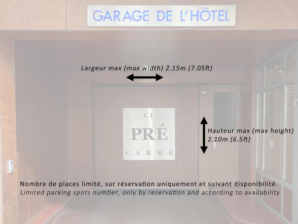 Certifikát, hodnocení, plakát nebo jiný dokument vystavený v ubytování Hôtel Le Pré Carré