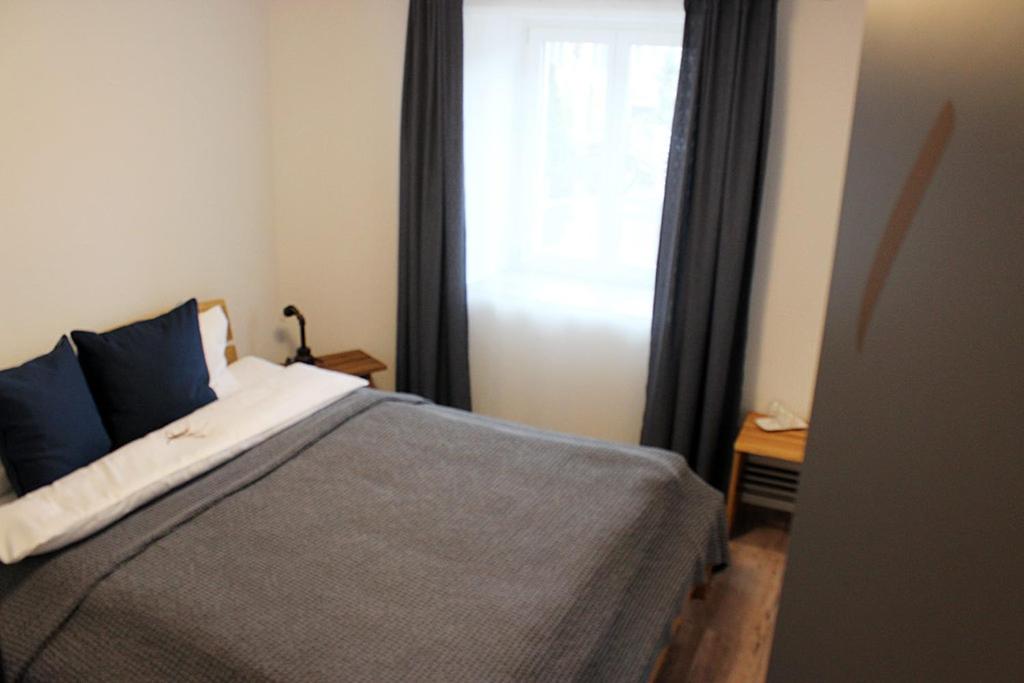 - une chambre avec un lit et une fenêtre dans l'établissement Auberge Passepartout, à Zeihen