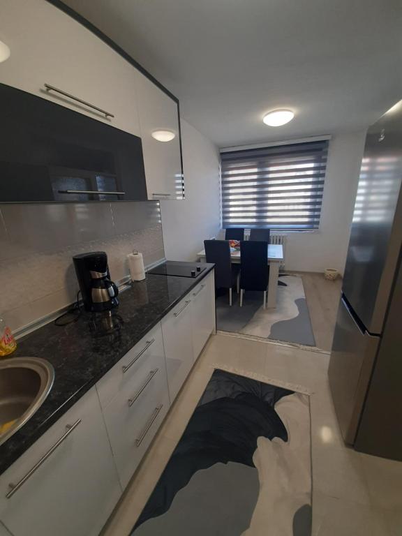 uma cozinha com um lavatório e uma bancada em Great Apartment Adi em Sarajevo