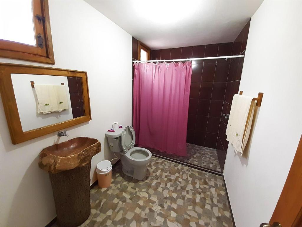 Koupelna v ubytování Cabañas Los Olivos