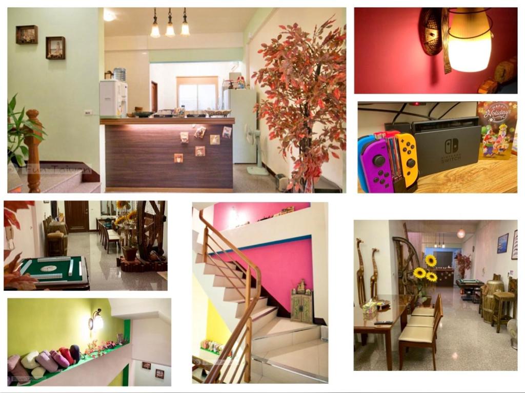 a collage of pictures of a kitchen and a living room at Skyview B&amp;B in Ji&#39;an