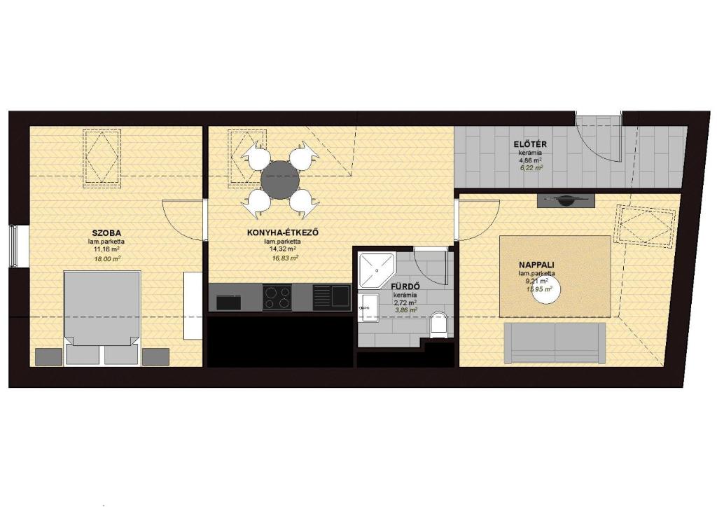 Půdorys ubytování Dotis Apartman Tata