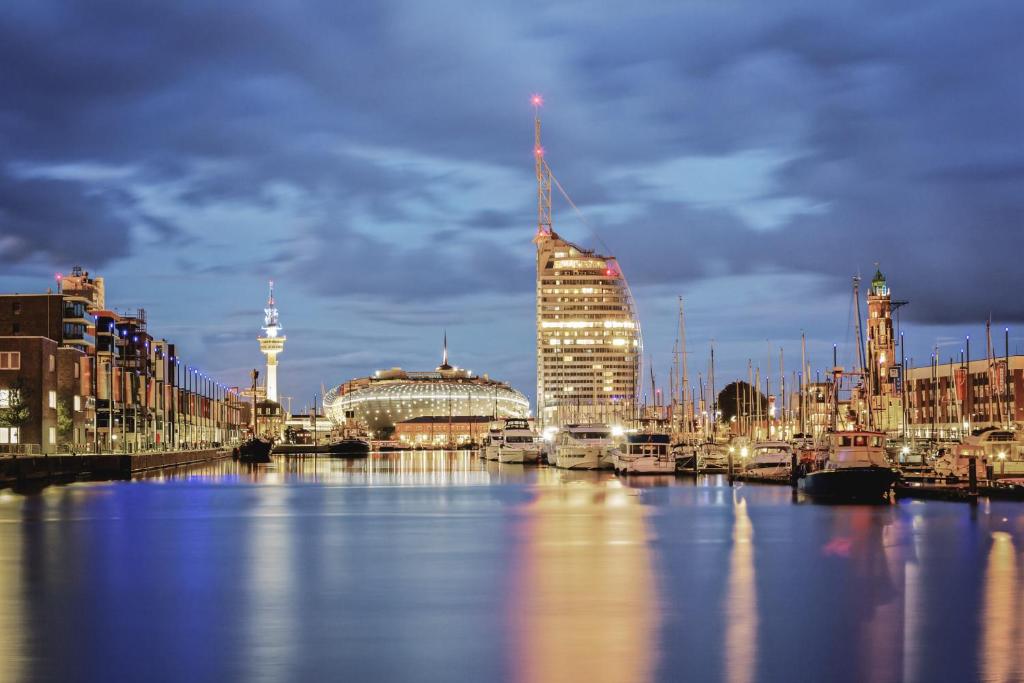 Nespecifikovaný výhled na destinaci Bremerhaven nebo výhled na město při pohledu z apartmánu