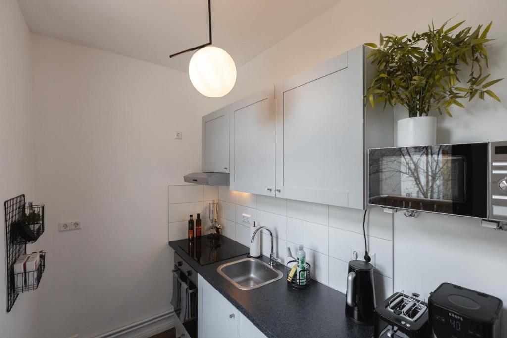 Kuchyň nebo kuchyňský kout v ubytování Bheaven I Jugendstil Premium Apartment