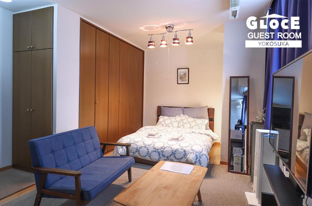 Postel nebo postele na pokoji v ubytování GLOCE 横須賀 ゲストルーム 横須賀海軍基地 l Yokosuka Guest Room at NAVY BASE