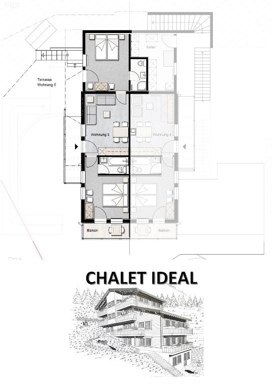 Půdorys ubytování Chalet Ideal Saas-Fee