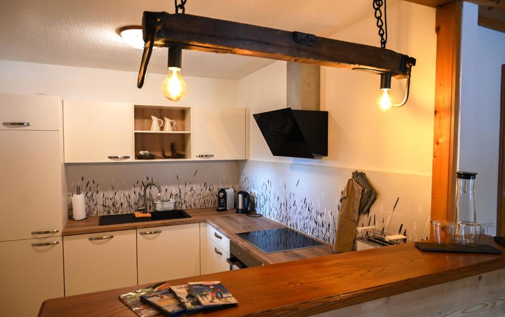 Kuchyň nebo kuchyňský kout v ubytování Grubbauernhof