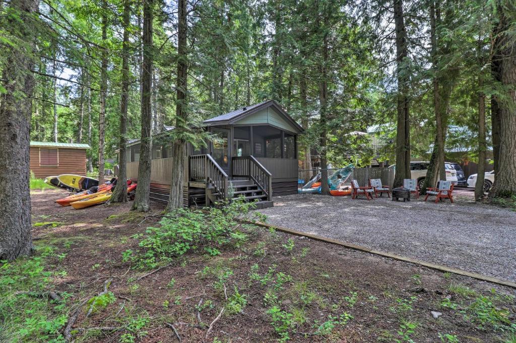 a small cabin in the middle of a forest at 2 Bedroom Cabin Inside Glacier National Park in West Glacier