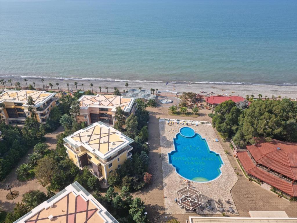 an aerial view of the beach and the ocean at Dreamland Oasis Chakvi in Chakvi