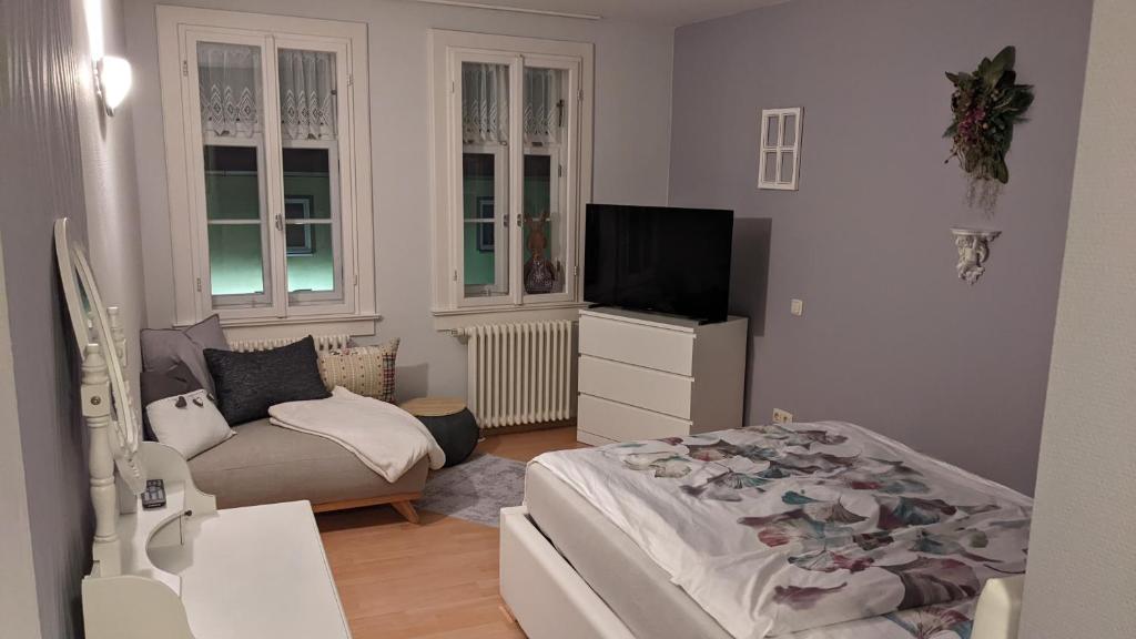 Postel nebo postele na pokoji v ubytování Quartier Goldener Löwe