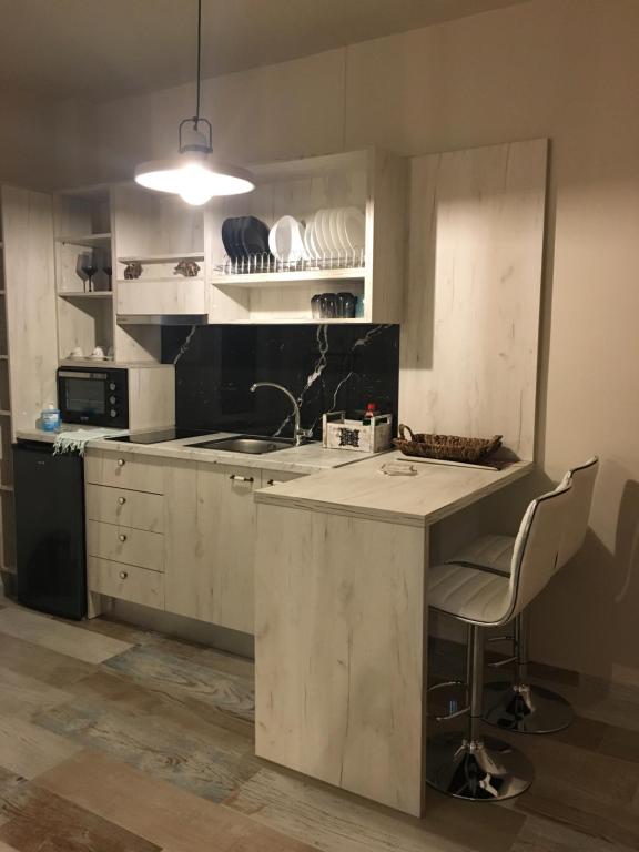 Kuchyň nebo kuchyňský kout v ubytování Ares Suites