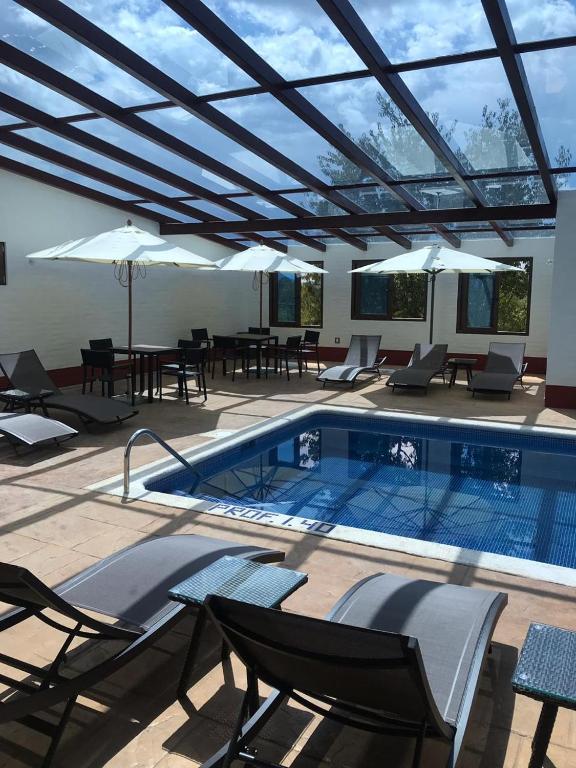 Bazén v ubytování Cabañas Mazzatl 6 pax nebo v jeho okolí