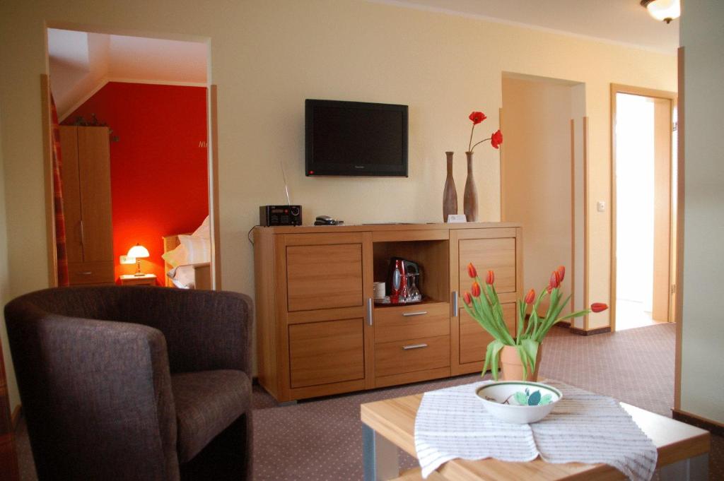 TV a/nebo společenská místnost v ubytování Hotel-Ferienwohnungen Cafe Maarblick