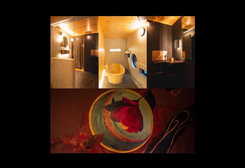 a collage of pictures of a bathroom with a toilet at Higurashi - Vacation STAY 07484v in Kyoto