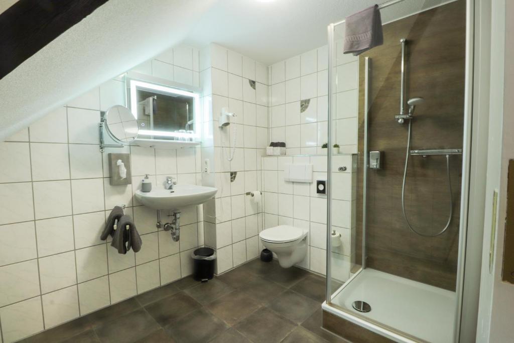 Koupelna v ubytování Hotel Am Dalwigker Tor