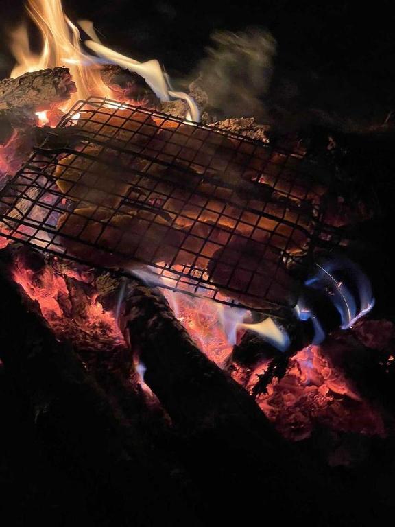 Gril dostupný pro hosty v luxury tent