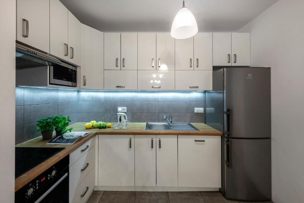 Kuchyňa alebo kuchynka v ubytovaní Waw Apartamenty Manhattan