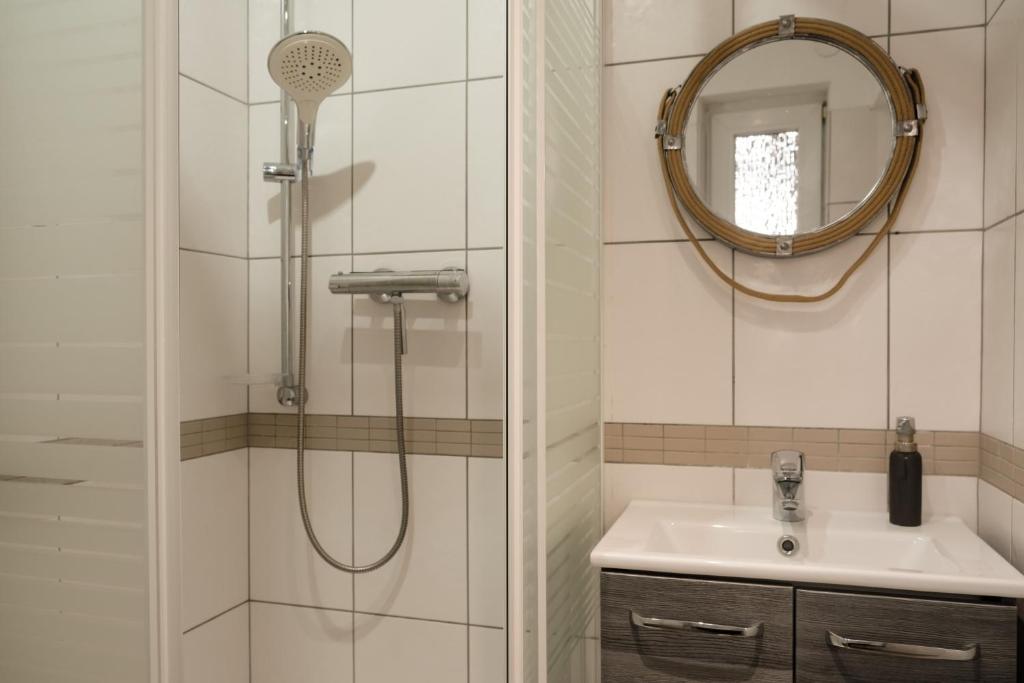 Koupelna v ubytování Ferienhaus Neuseenland