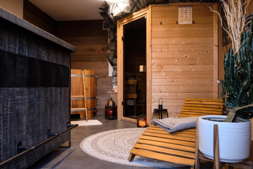 Posezení v ubytování Ferienhaus Neuseenland