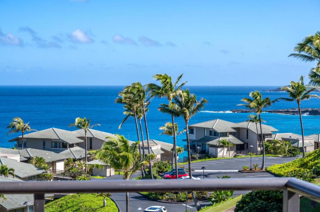 a view of the ocean from the balcony of a resort at K B M Resorts- KBV-12B3 Ocean-front luxury 1Bd villa, expansive ocean views, remodeled in Kapalua