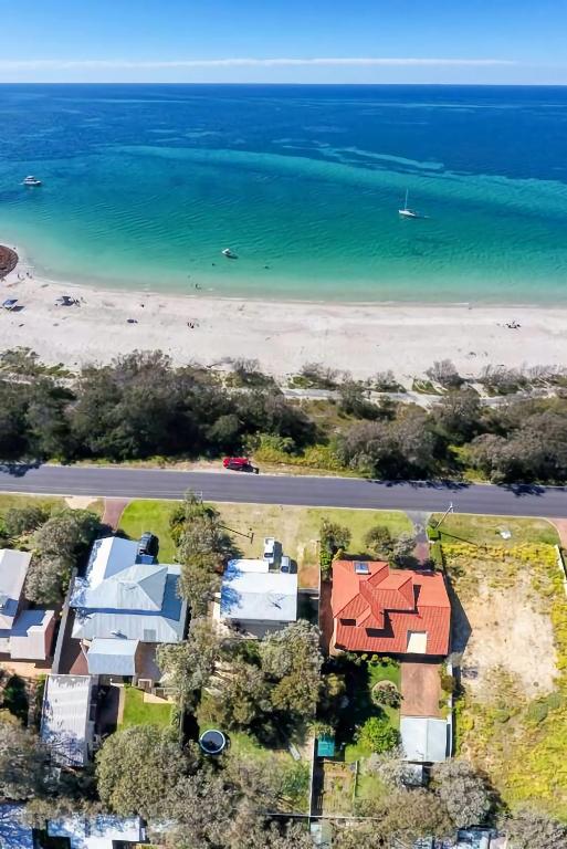an aerial view of a house and the beach at Abbey Beachviews with WiFi in Vasse