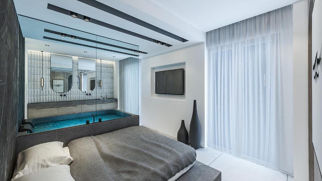 Postel nebo postele na pokoji v ubytování Hotel Papagalos