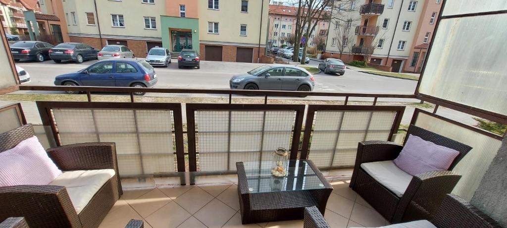Balkón alebo terasa v ubytovaní Apartament Piastowska