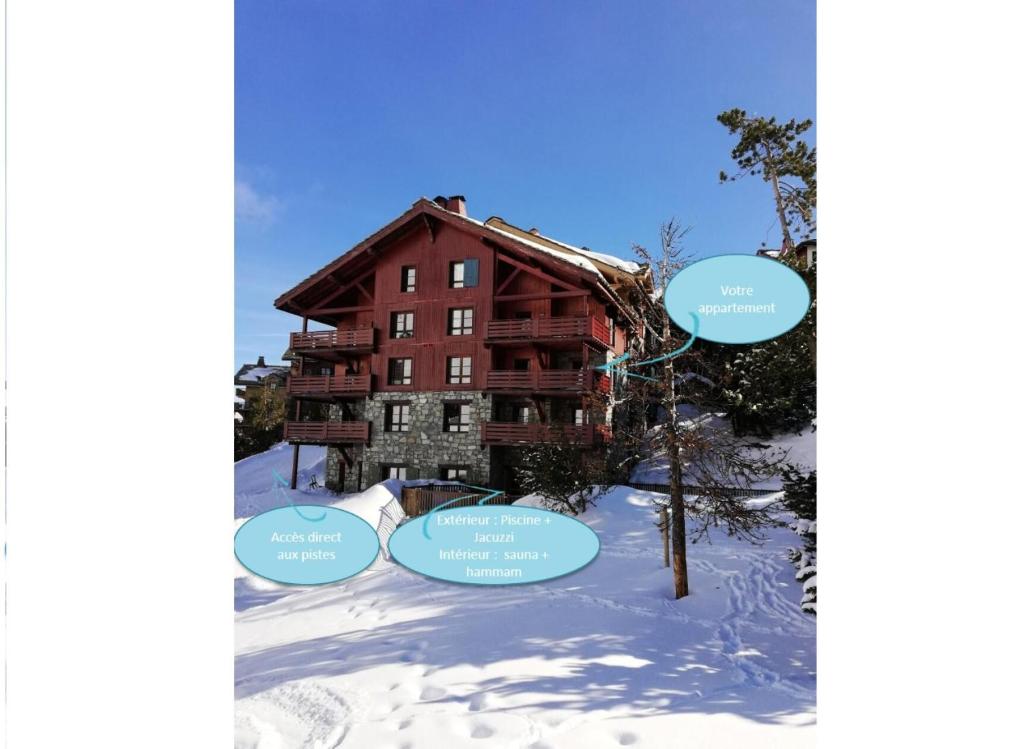 Construction en aominium dans la neige avec description des bâtiments dans l'établissement Résidence Les Arcs 1950 Le Village - maeva Home - 3 Pièces 6 Personnes Sélection MAE-4294, à Bourg-Saint-Maurice