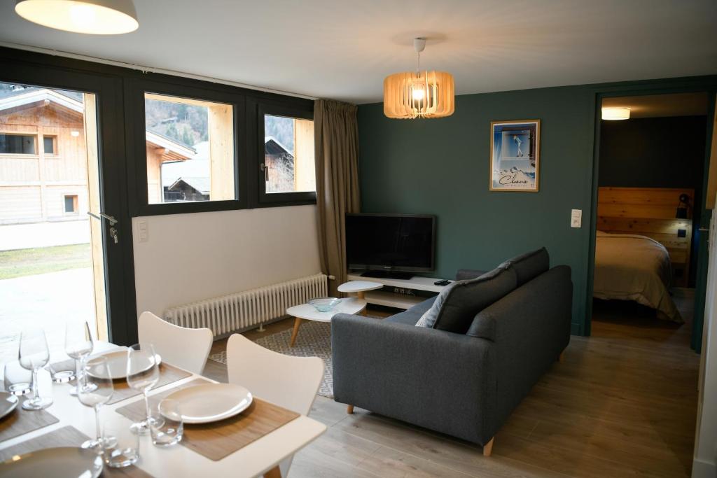 Posezení v ubytování Appartement Vieux Servoz Mt Blanc