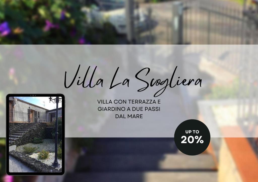 a sign for a villa sylvania with a staircase at Villa La Scogliera in Acireale