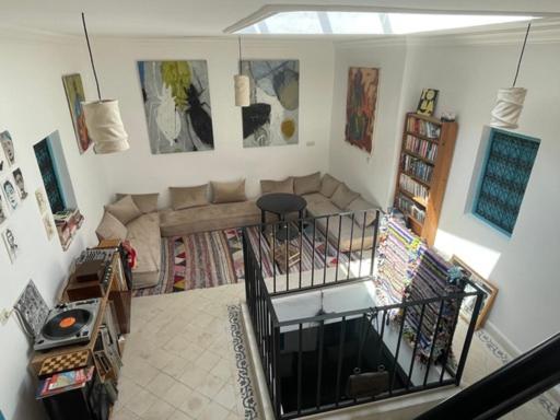 an aerial view of a living room with a couch at Dar Randigaba in Taroudant