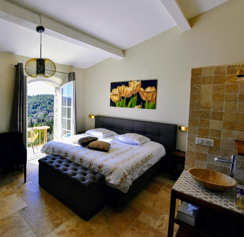 Postel nebo postele na pokoji v ubytování Chambre d'hôtes Cottes