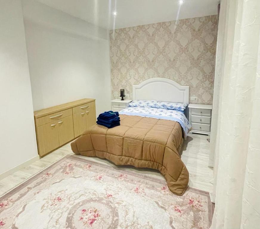 - une chambre avec un lit et un grand tapis dans l'établissement Bianca Home, Castellón de la Plana