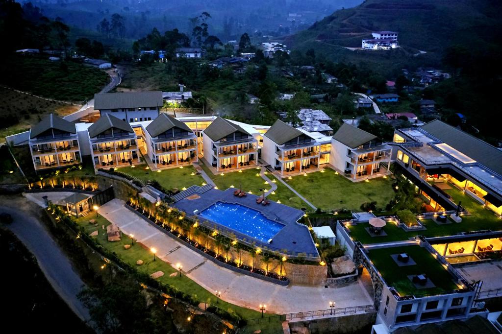 an aerial view of a mansion with a swimming pool at The Argyle Luxury Boutique in Hatton