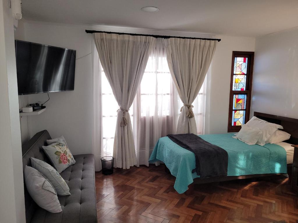 Uma cama ou camas num quarto em Los Araucanos