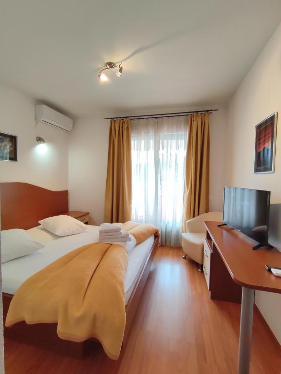 Televiisor ja/või meelelahutuskeskus majutusasutuses Hotel Prvan