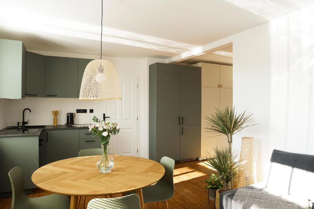 Kuchyň nebo kuchyňský kout v ubytování Apartmány Winkler