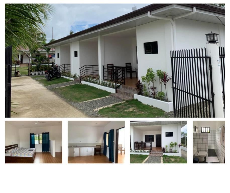 a collage of photos of a house with a fence at Palm Tree Lodge in Moalboal