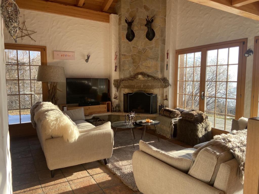 Posezení v ubytování Chalet Pierre Blanche